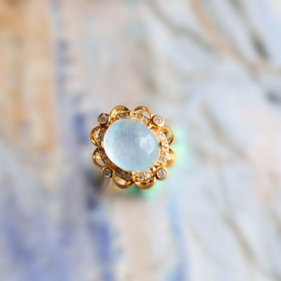 Vintage Natural Aquamarine Stone Adjustable Ring for her - Picture 2 of 7